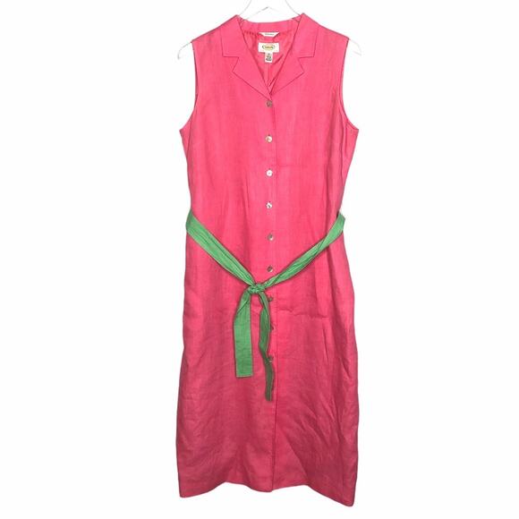 Talbots Dresses & Skirts - Talbots Irish Linen Sleeveless Shirt Dress Pink 14